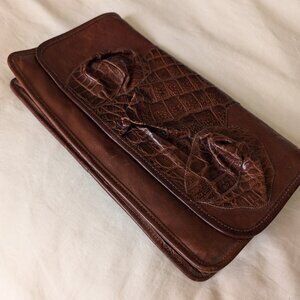 Carlo Falchi clutch with shoulder strap; caramel color